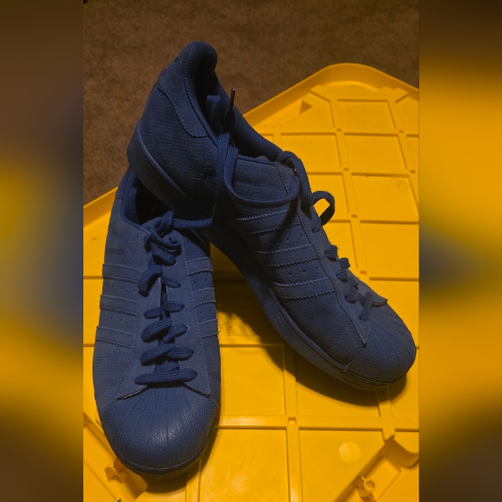Adidas superstar monochrome royal blue suede shoes Adicolor size - Picture 1 of 6